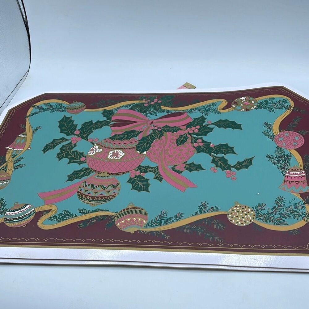 Lot of 4 Town & Country Christmas vintage vinyl placemats.